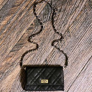 Forever 21 Black Faux Leather Crossbody Clutch - Like New